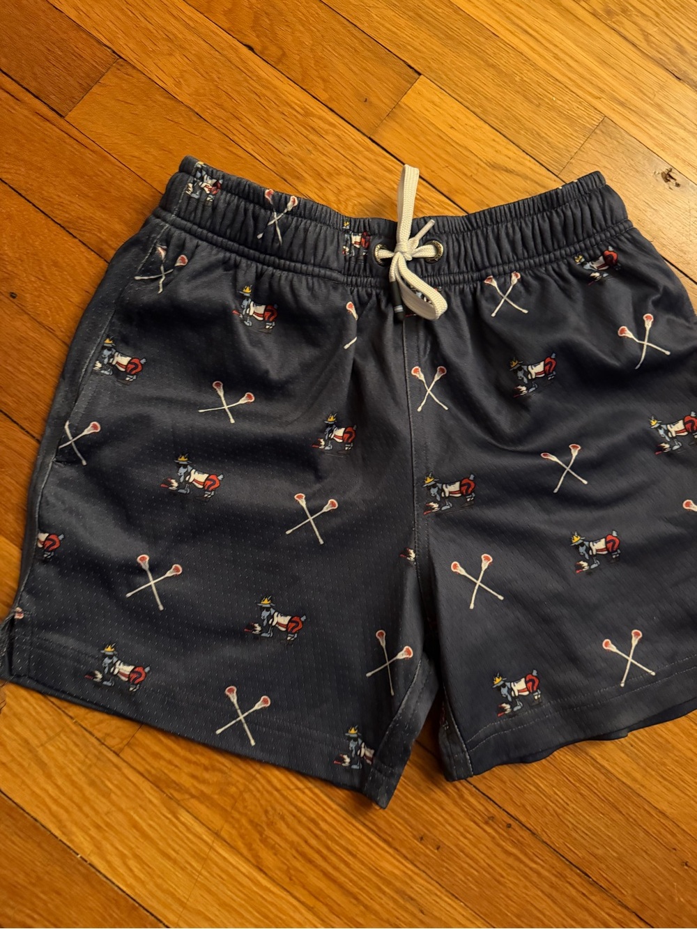 Navy Lacrosse Print Kids' Drawstring Shorts